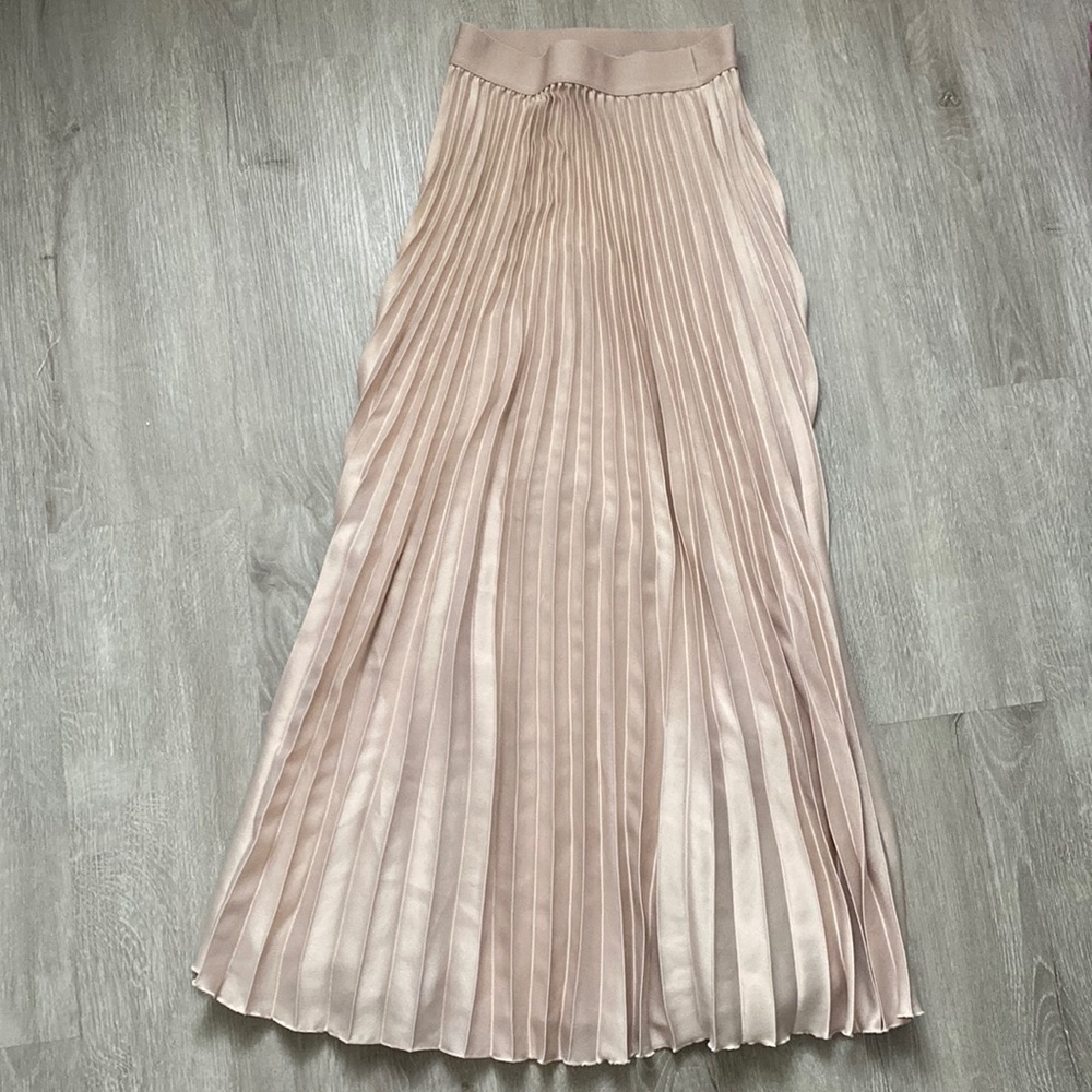 Champagne pleated maxi skirt